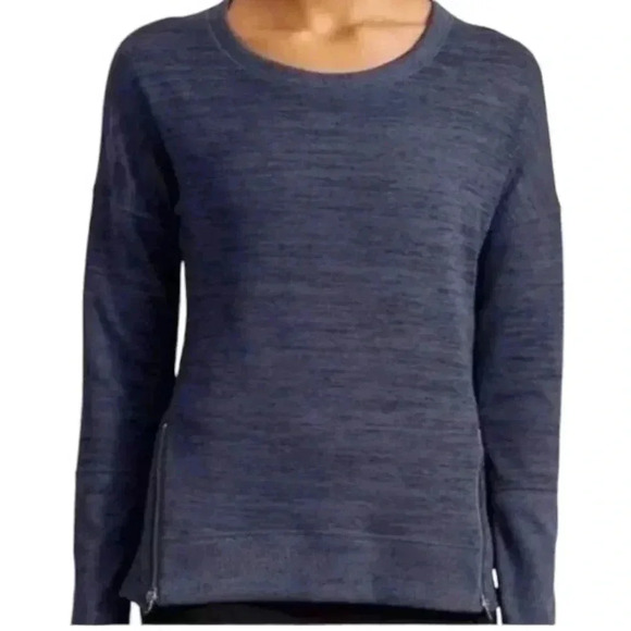 NWOT Active Life Heathered Blue Side Zippers Workout Pullover - Picture 1 of 5